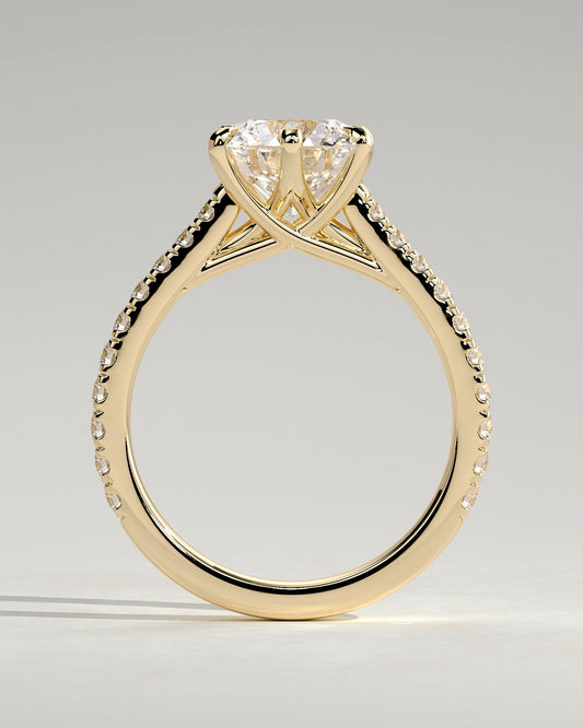 Cathedral Round Diamond Solitaire Engagement Ring
