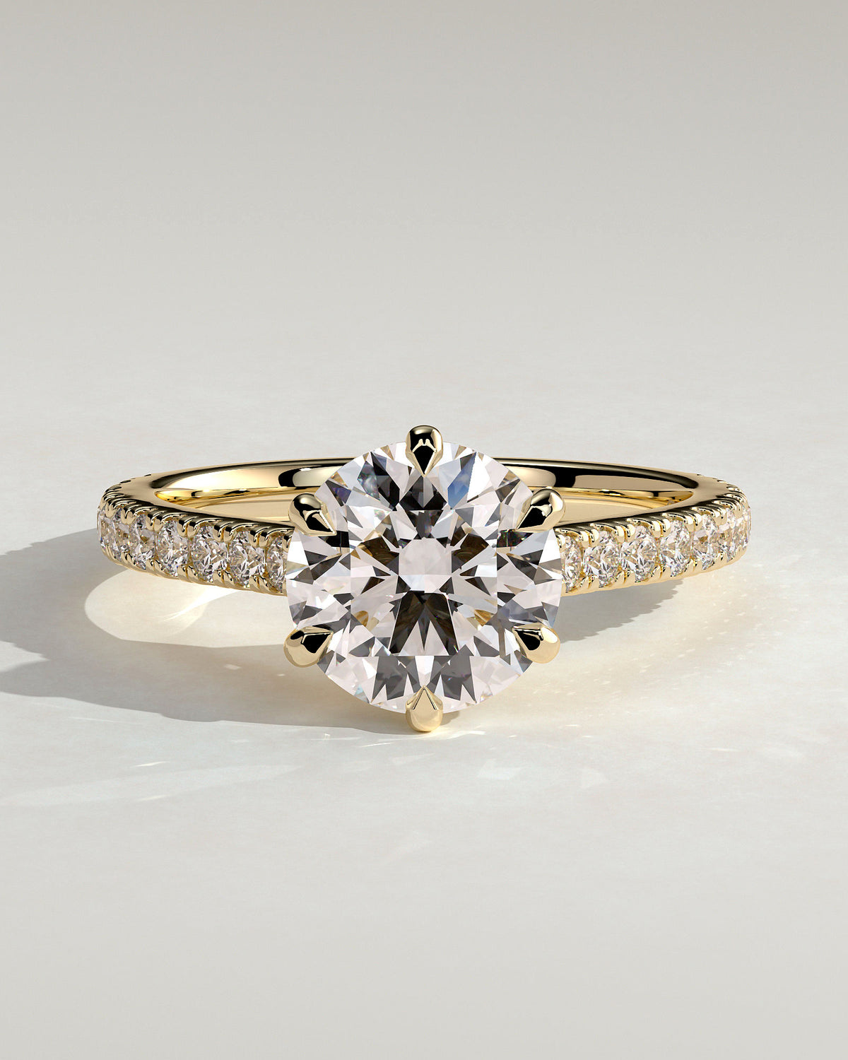 Cathedral Round Diamond Solitaire Engagement Ring