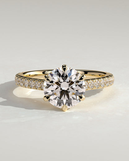 Cathedral Round Diamond Solitaire Engagement Ring