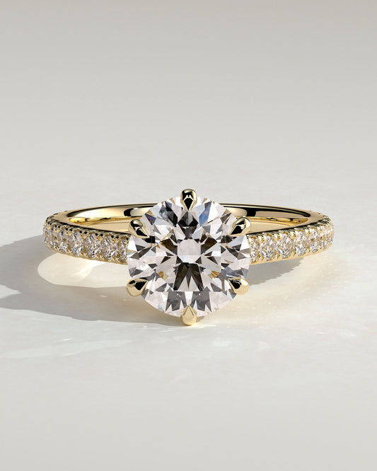 Cathedral Round Diamond Solitaire Engagement Ring