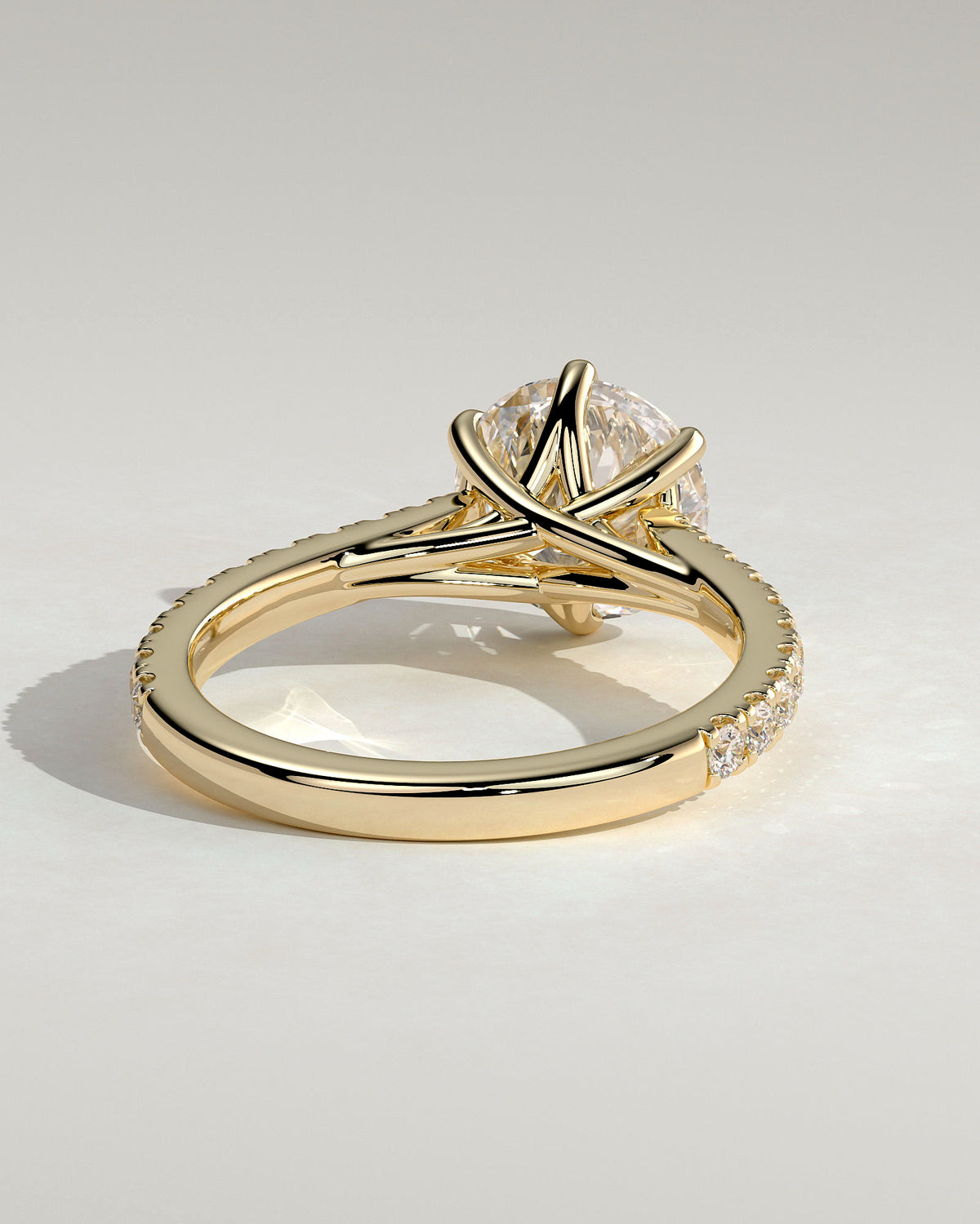 Cathedral Round Diamond Solitaire Engagement Ring