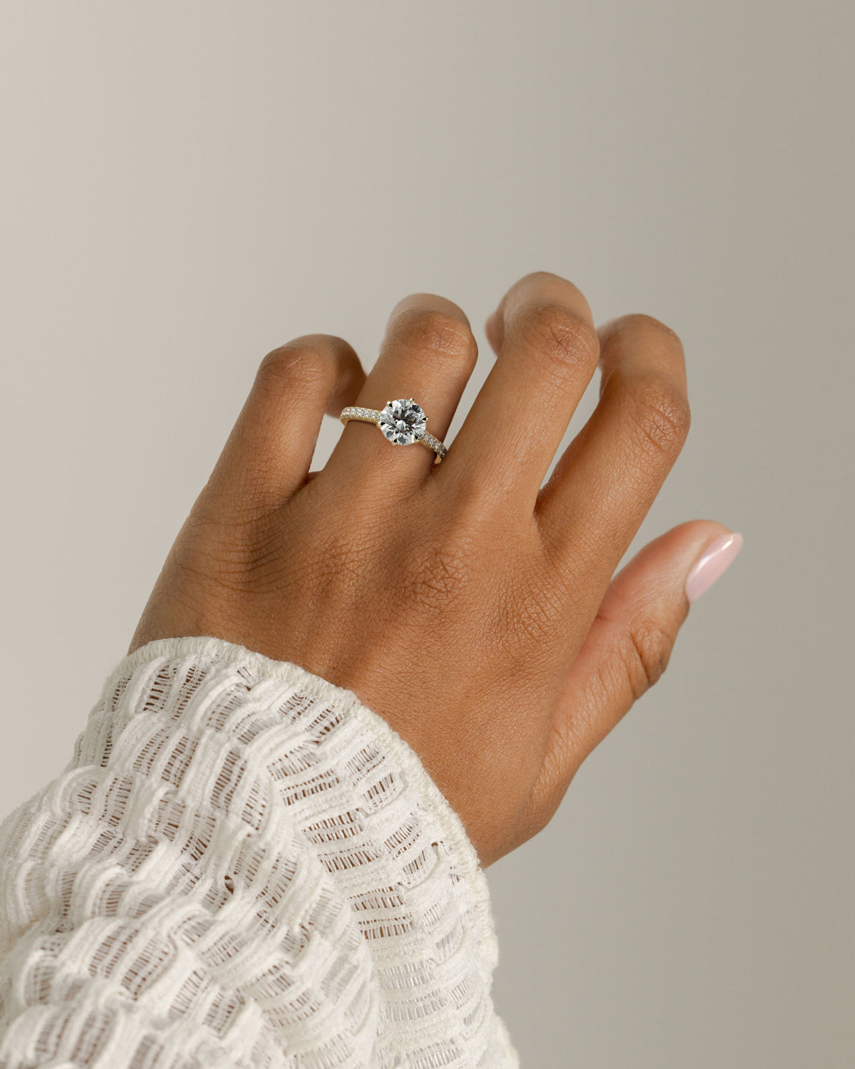 Cathedral Round Diamond Solitaire Engagement Ring