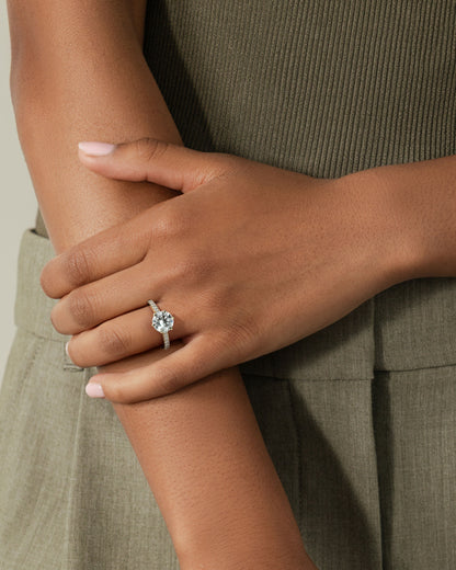Cathedral Round Diamond Solitaire Engagement Ring
