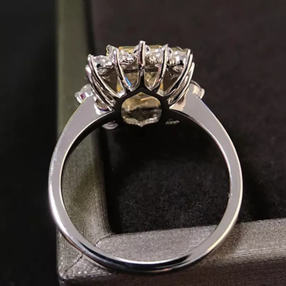 AAROVAAN Soleil Royale — Elongated Yellow Diamond Halo Statement Ring